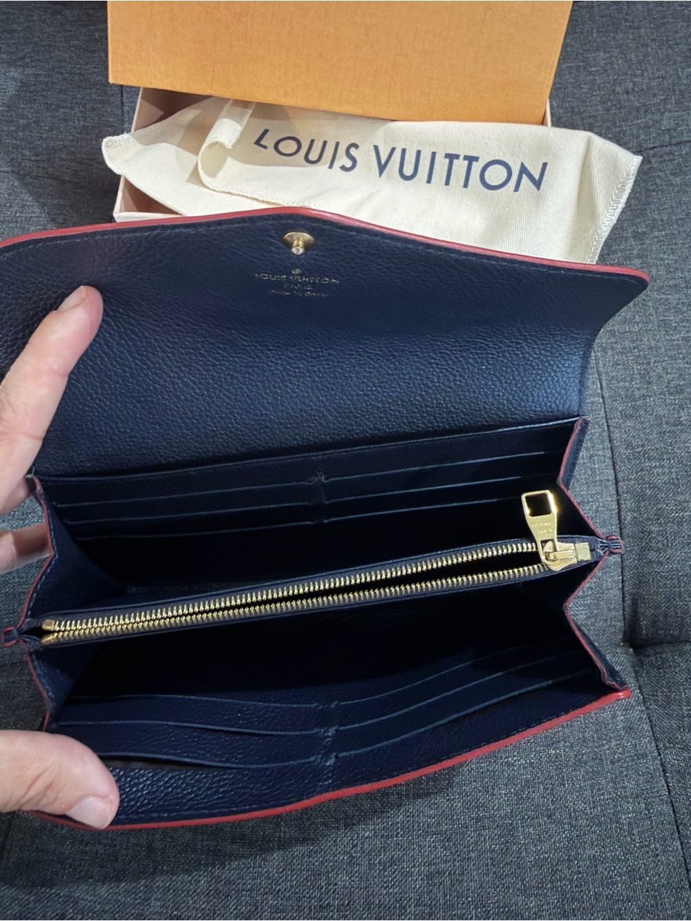 Louis Vuitton Navy Monogram Empreinte Continental Wallet with Gold Hardware - Picture 6 of 6